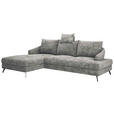 ECKSOFA in Webstoff Dunkelgrau  - Dunkelgrau/Schwarz, KONVENTIONELL, Textil/Metall (183/293cm) - Carryhome