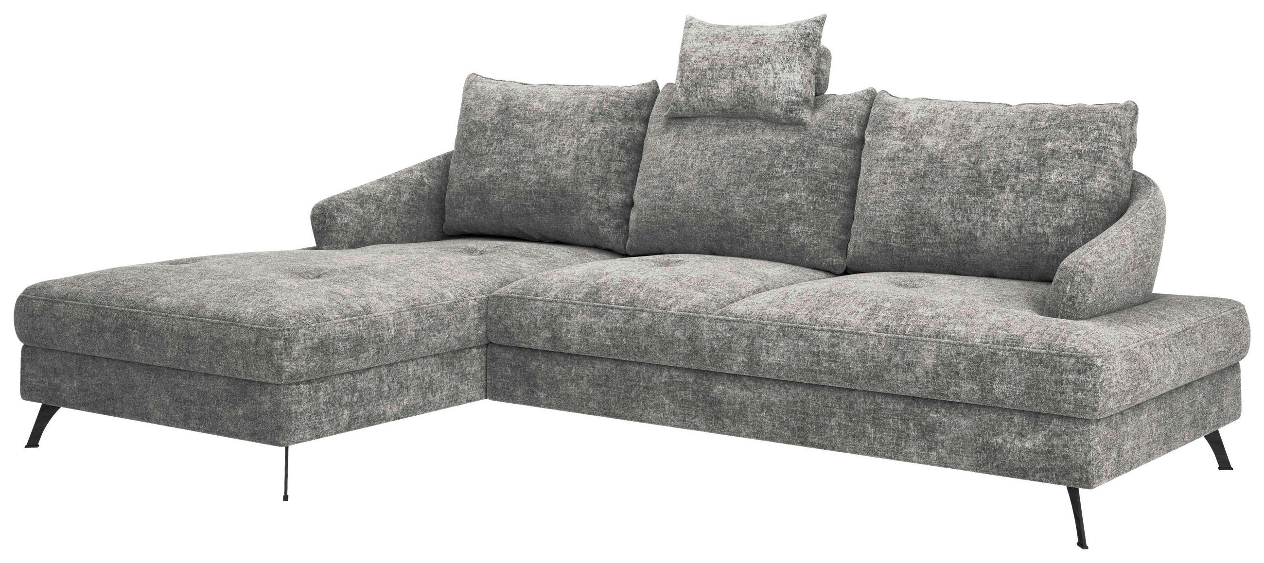 ECKSOFA in Webstoff Dunkelgrau  - Dunkelgrau/Schwarz, Konventionell, Textil/Metall (183/293cm) - Carryhome