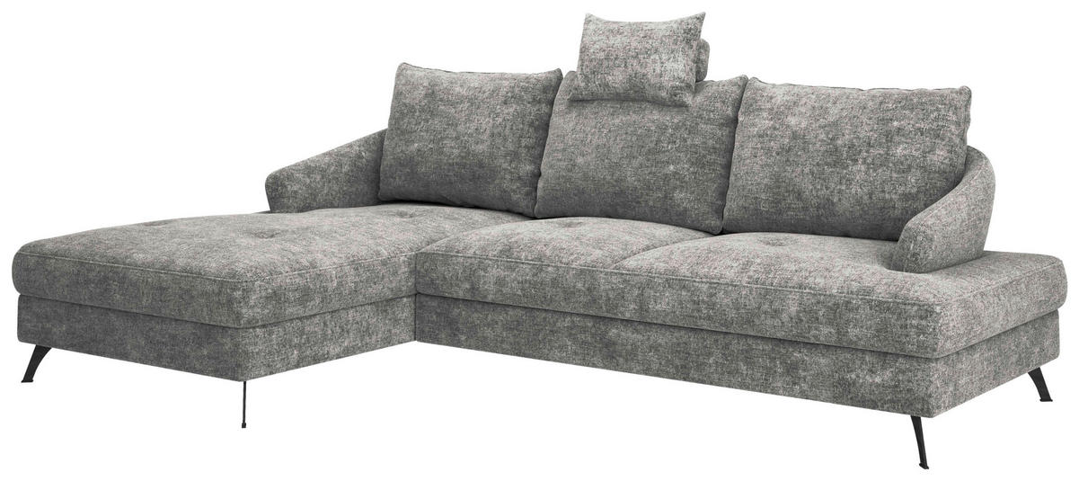 ECKSOFA in Webstoff Dunkelgrau  - Dunkelgrau/Schwarz, Konventionell, Textil/Metall (183/293cm) - Carryhome