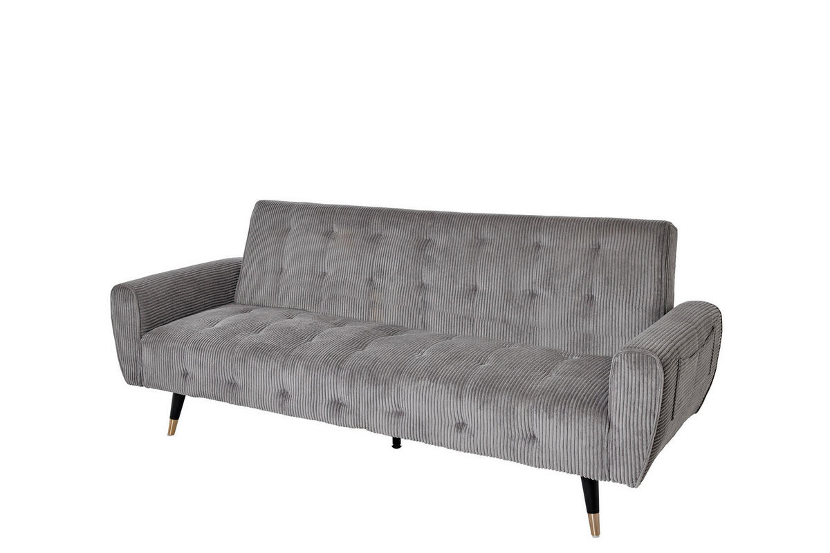 SCHLAFSOFA Cord Grau  - Goldfarben/Schwarz, MODERN, Holz/Textil (213/83/83cm) - Livetastic