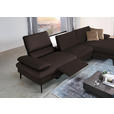 ECKSOFA in Echtleder Dunkelbraun  - Dunkelbraun/Schwarz, Design, Leder/Metall (325/157cm) - Dieter Knoll