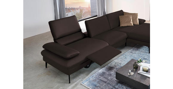 ECKSOFA in Echtleder Dunkelbraun  - Dunkelbraun/Schwarz, Design, Leder/Metall (325/157cm) - Dieter Knoll