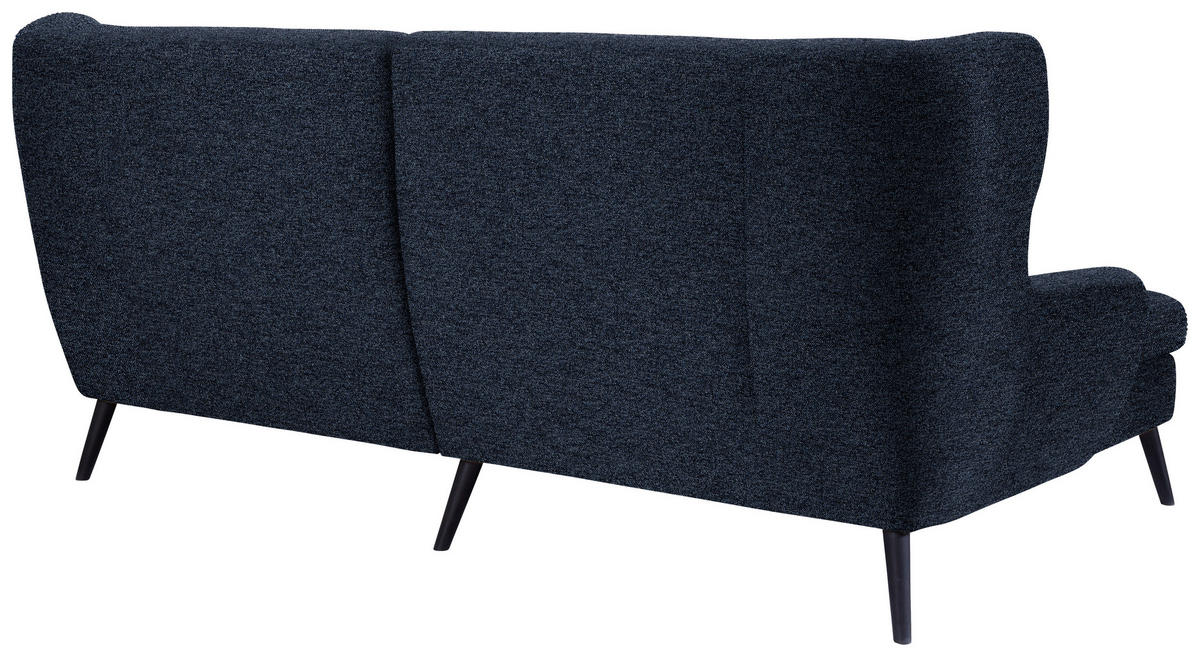 ECKSOFA in Flachgewebe Dunkelblau  165/237 cm  - Schwarz/Dunkelblau, Design, Holz/Textil (165/237cm) - Stylife