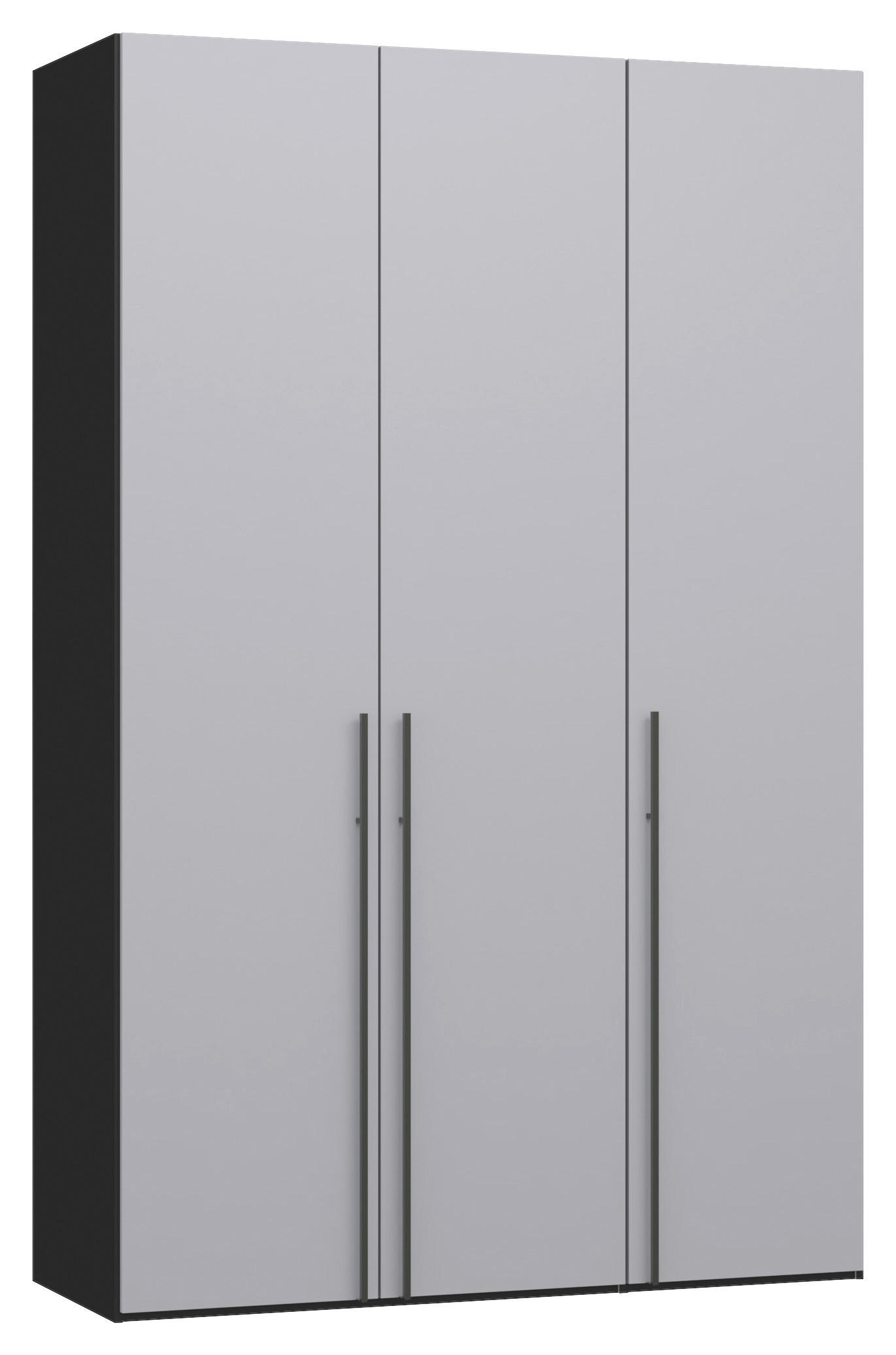 DREHTÜRENSCHRANK 152/220/59 cm,  in Schwarz, Hellgrau, 3-türig  - Titanfarben/Hellgrau, Design, Glas/Holzwerkstoff (152/220/59cm) - Jutzler
