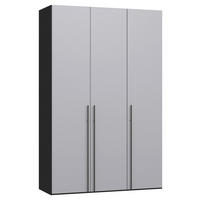 DREHTÜRENSCHRANK 152/220/59 cm,  in Schwarz, Hellgrau, 3-türig  - Titanfarben/Hellgrau, Design, Glas/Holzwerkstoff (152/220/59cm) - Jutzler