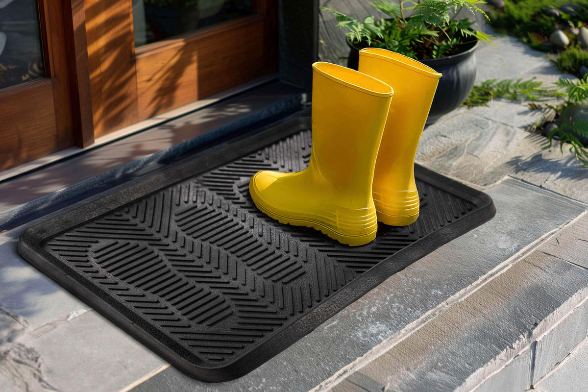 FUßMATTE  40/60 cm  Schwarz, Dunkelgrün  - Dunkelgrün/Schwarz, Basics, Kunststoff (40/60cm) - Kayoom