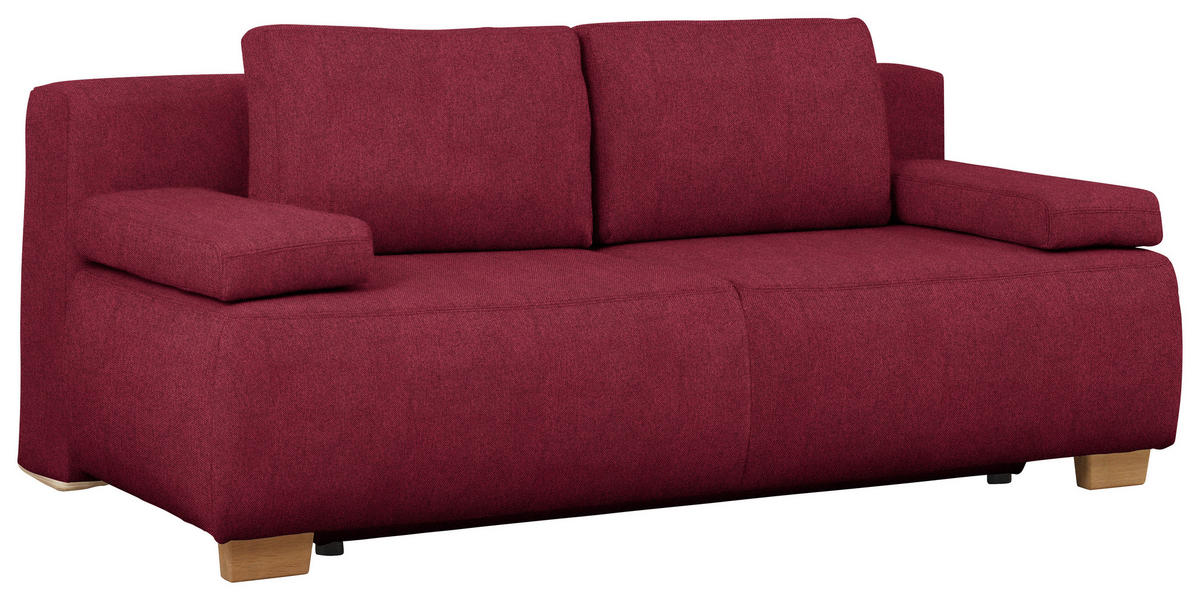 BOXSPRINGSOFA in Webstoff Bordeaux  - Bordeaux/Naturfarben, MODERN, Holz/Textil (205/93/108cm) - Venda