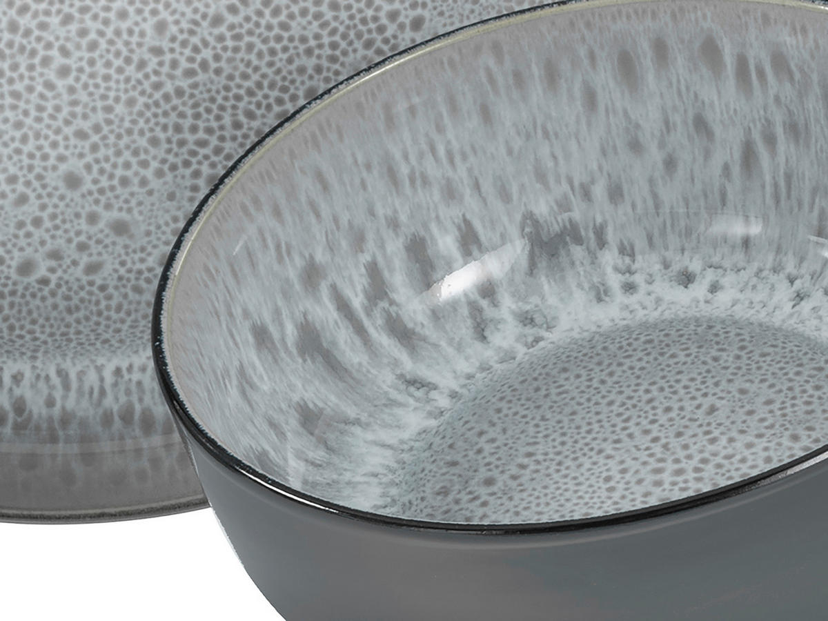 KOMBISERVICE Schwarz, Hellgrau Nordic Fjord Frost 16-teilig 4 Personen  - Hellgrau/Schwarz, Basics, Keramik (38/31/38cm) - Creatable