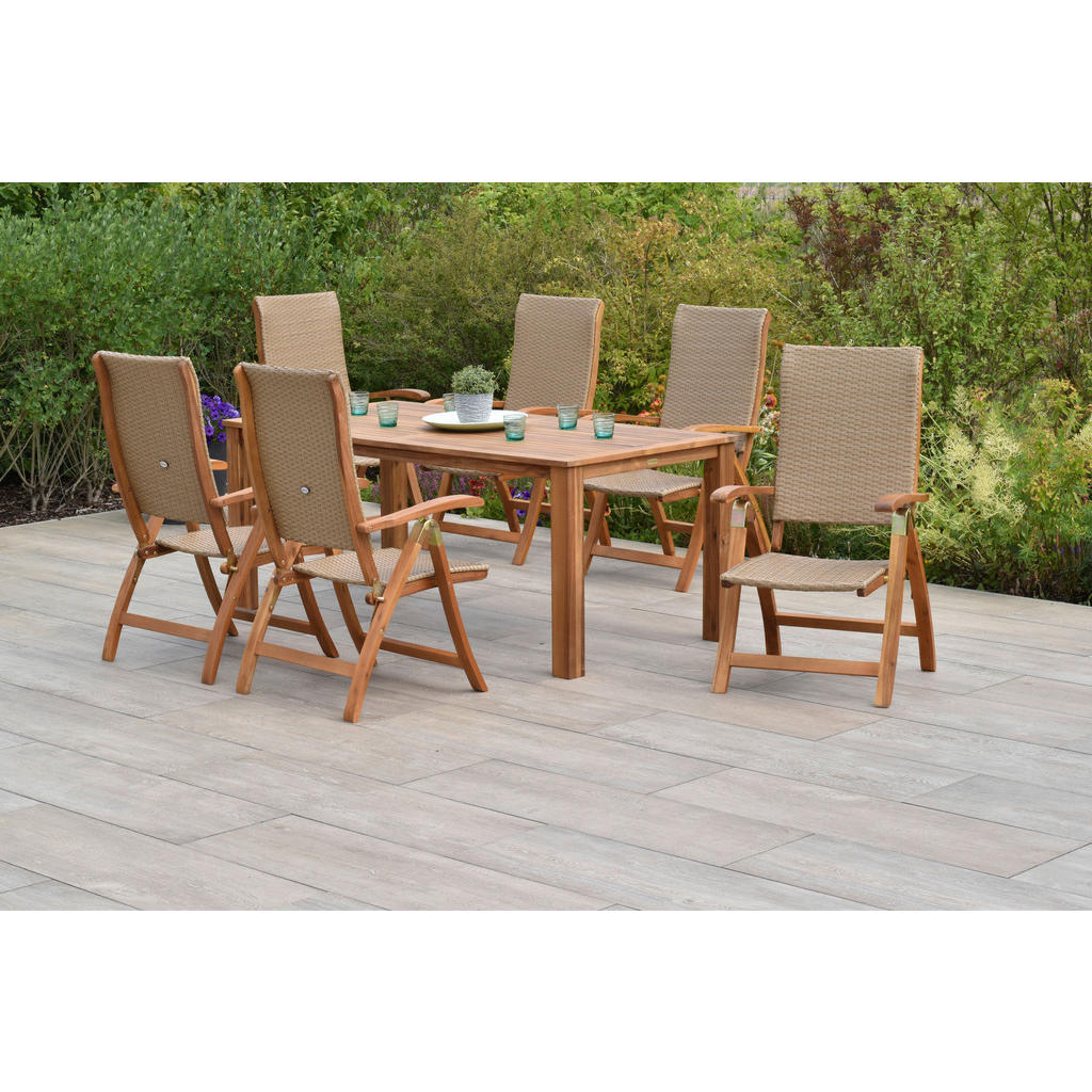 Gartenmöbel Set 7-tlg Capri Aus Akazienholz/kunststoff