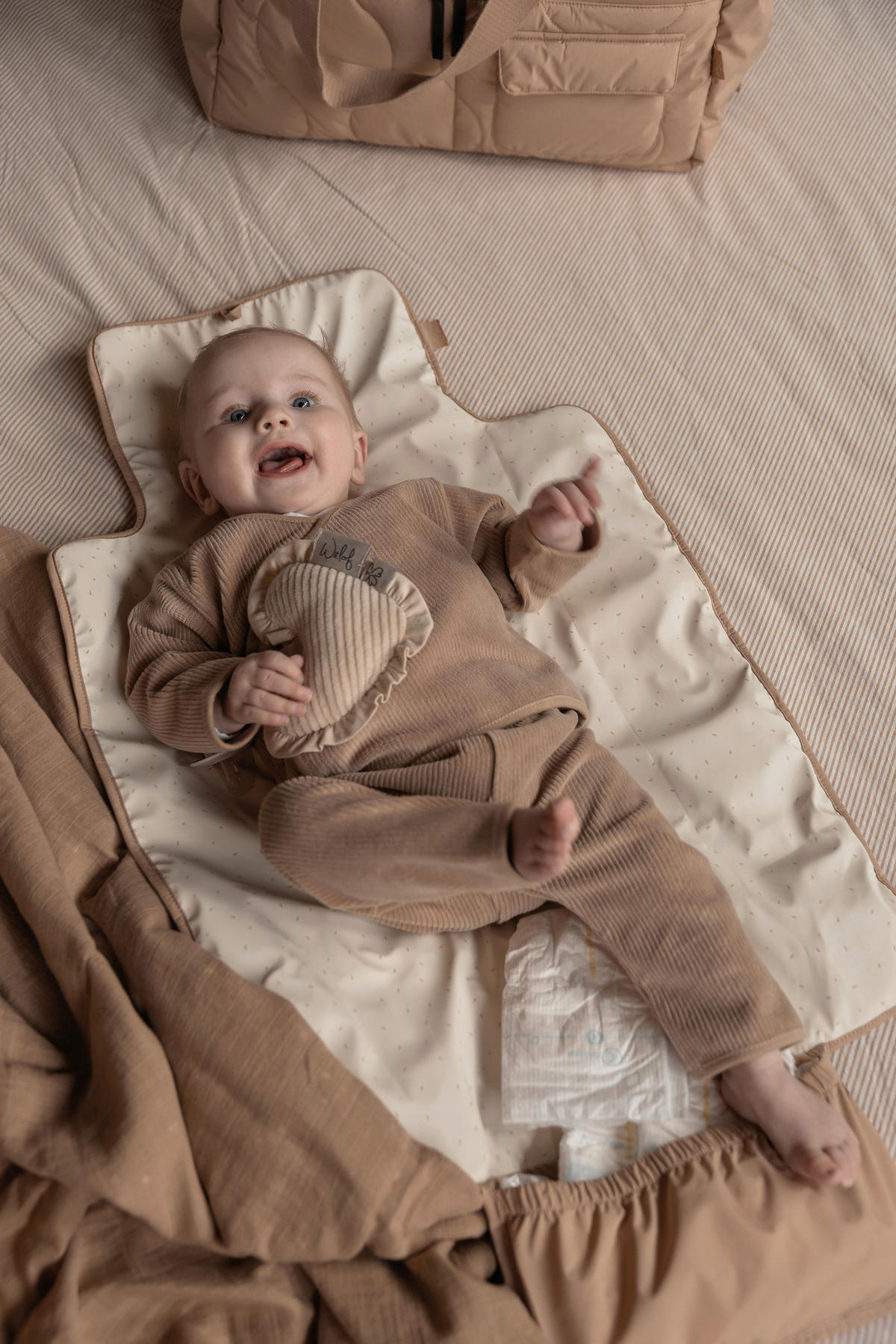 WICKELTASCHE Sydney  - Sandfarben/Braun, Basics, Textil (41/29/15cm)