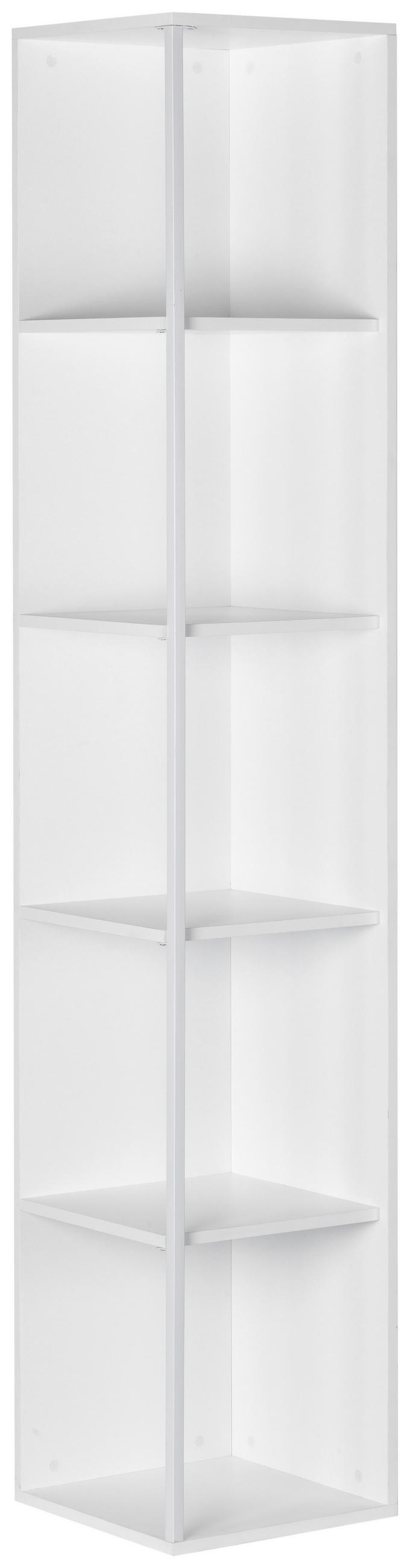ETAJERĂ DE COLȚ in 34/185/34 cm alb  - alb, Design, metal/material pe bază de lemn (34/185/34cm) - MID.YOU