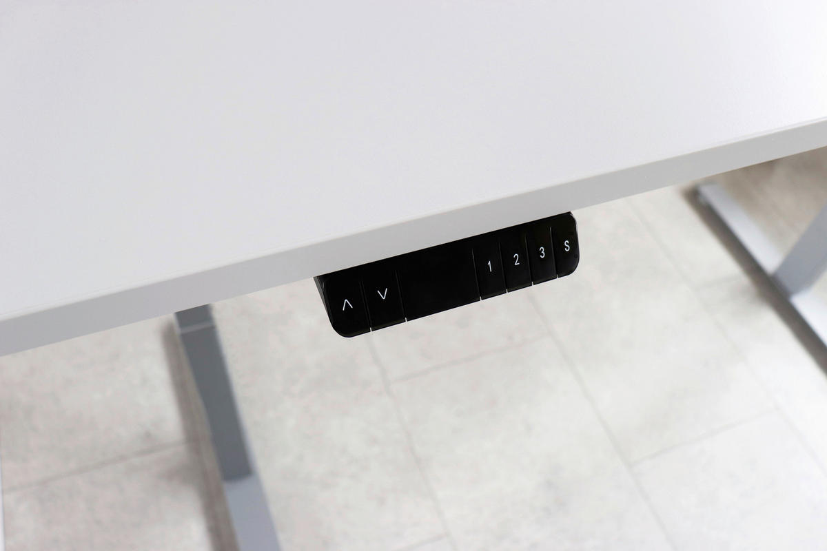 SCHREIBTISCH höhenverstellbar  - Weiß/Grau, KONVENTIONELL, Holzwerkstoff/Metall (180/80/64,5-129,5cm) - Venda