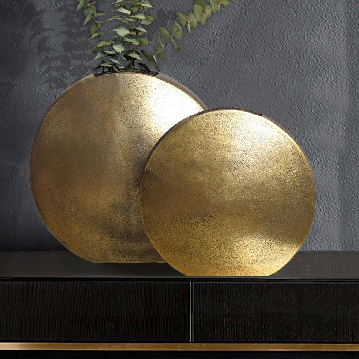 DEKOVASE  - Goldfarben, Design, Metall (35/34/13,5cm) - Livetastic