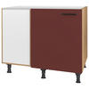 ECKUNTERSCHRANK 125/87/65 cm  - Eichefarben/Rot, MODERN, Holzwerkstoff/Metall (125/87/65cm) - Nobilia