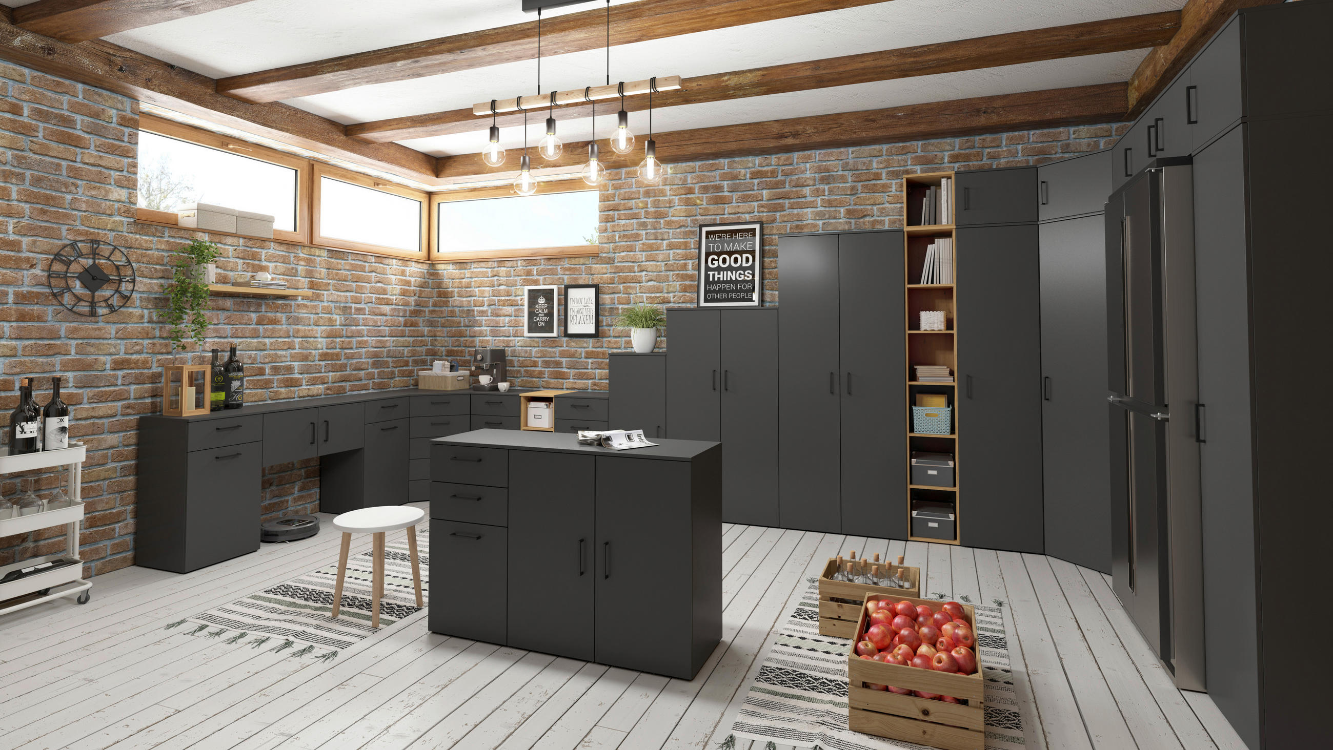 KOMODA, grafitová, 80/115/40 cm - čierna/grafitová, Modern, kompozitné drevo/plast (80/115/40cm) - Carryhome