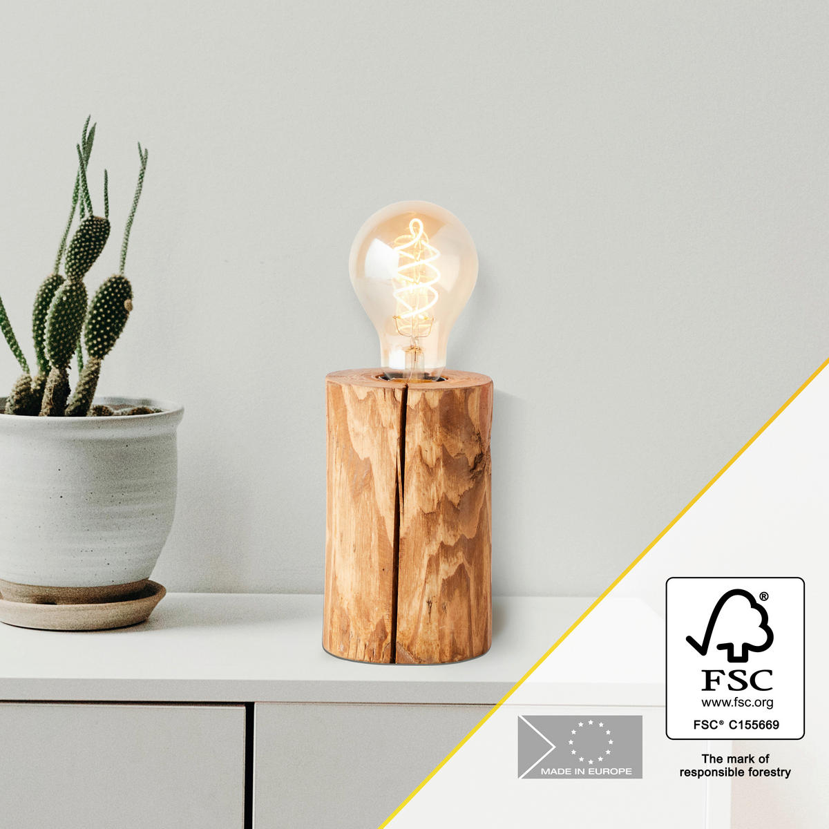 TISCHLEUCHTE Trabo 10/15 cm   - Kieferfarben, Natur, Holz (10/15cm) - Brilliant