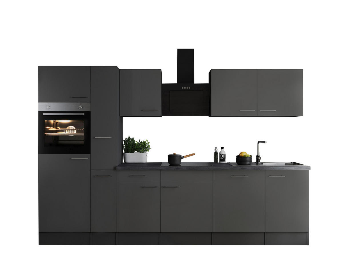 KÜCHENBLOCK 310 cm   in Grau  - Silberfarben/Grau, Design, Holzwerkstoff/Metall (310cm) - Respekta