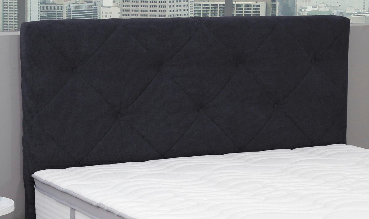 BOXSPRINGBETT 180/200 cm  in Dunkelblau  - Chromfarben/Dunkelblau, Konventionell, Kunststoff/Textil (180/200cm) - Carryhome