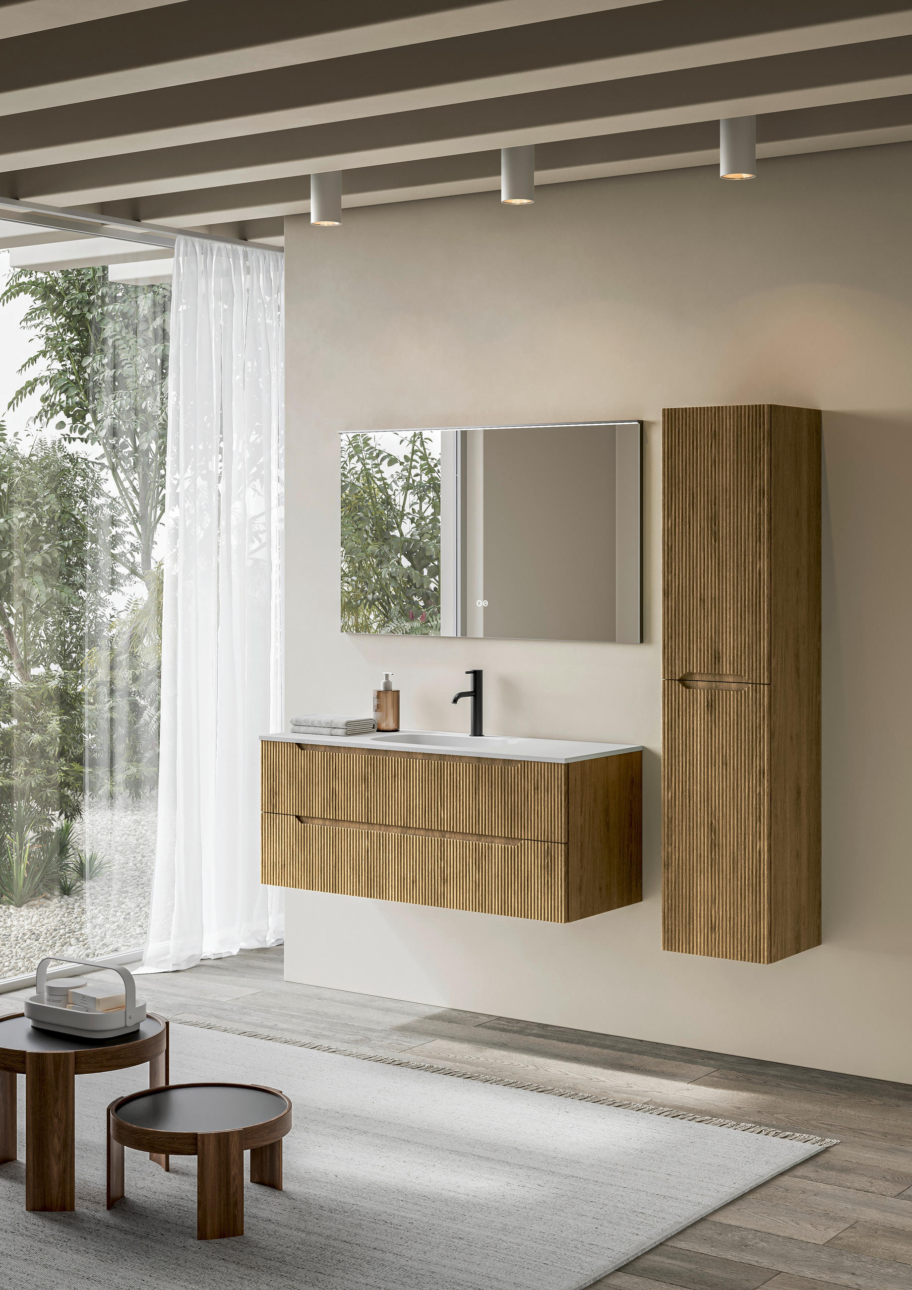 BADEZIMMER 3-teilig  in 100 cm  - Eichefarben/Weiß, KONVENTIONELL, Holzwerkstoff/Stein (100cm) - Belluti