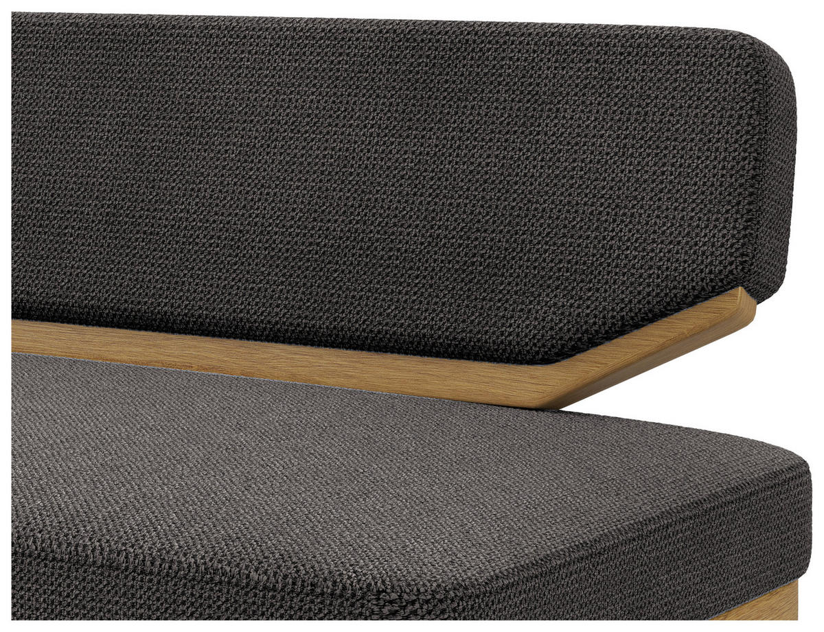 SITZBANK 190/80/52 cm Flachgewebe Schwarz, Eichefarben Eiche massiv  - Eichefarben/Schwarz, Basics, Holz/Textil (190/80/52cm) - Carryhome