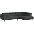 ECKSOFA in Chenille Dunkelgrau  280/205 cm  - Dunkelgrau/Schwarz, Design, Textil/Metall (280/205cm) - Xora