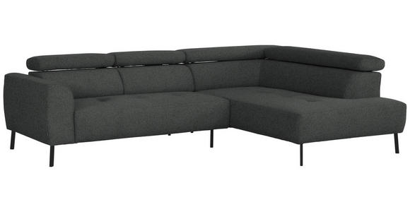 ECKSOFA in Chenille Dunkelgrau  280/205 cm  - Dunkelgrau/Schwarz, Design, Textil/Metall (280/205cm) - Xora