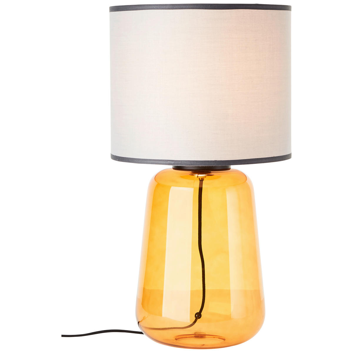 STOLNÁ LAMPA, E27, 30/56,5 cm  - sivá/žltá, Konventionell, textil/sklo (30/56,5cm)