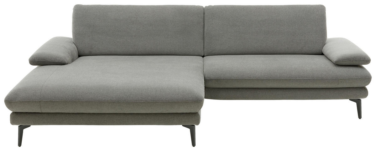 ECKSOFA in Webstoff Grau  - Schwarz/Grau, Design, Textil/Metall (180/284cm) - Dieter Knoll