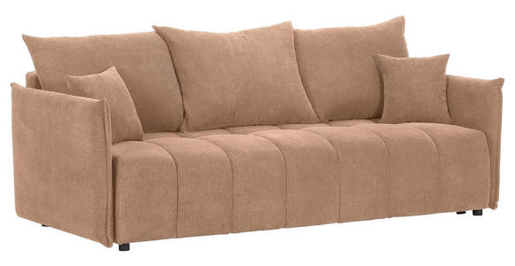 SCHLAFSOFA Plüsch Rosa  inkl. Zierkissen, Rückenkissen, Bettkasten, Schlaffunktion, Rücken echt, Liegefläche im Originalstoff  - Schwarz/Rosa, KONVENTIONELL, Kunststoff/Textil (200/73/105cm) - Carryhome