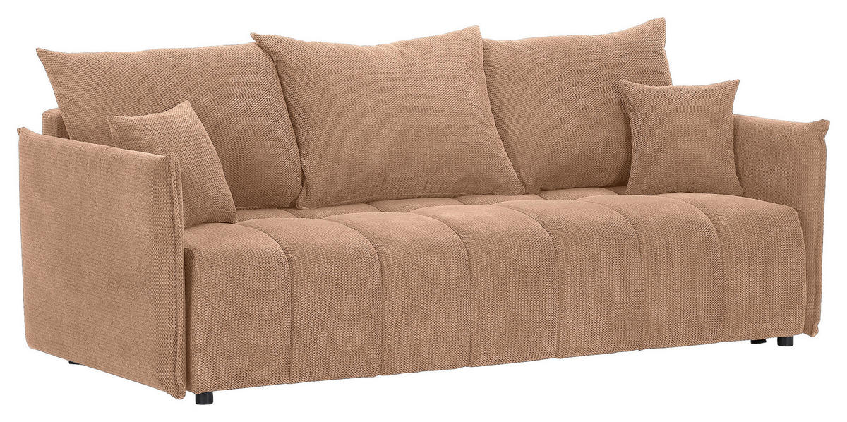 SCHLAFSOFA Plüsch Rosa  inkl. Zierkissen, Rückenkissen, Bettkasten, Schlaffunktion, Rücken echt, Liegefläche im Originalstoff  - Schwarz/Rosa, KONVENTIONELL, Kunststoff/Textil (200/73/105cm) - Carryhome