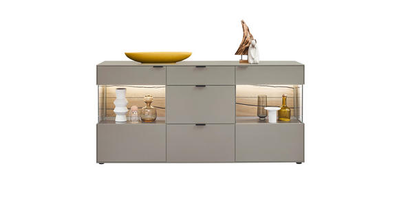 SIDEBOARD 181,9/87,9/45,2 cm  - Hellgrau/Graphitfarben, Design, Glas/Holzwerkstoff (181,9/87,9/45,2cm) - Dieter Knoll