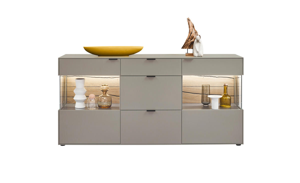 SIDEBOARD Hellgrau  181,9/87,9/45,2 cm  - Hellgrau/Graphitfarben, Design, Glas/Holzwerkstoff (181,9/87,9/45,2cm) - Dieter Knoll