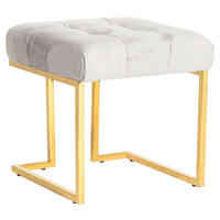 HOCKER Samt Taupe  - Taupe/Goldfarben, Design, Textil/Metall (48/48/48cm) - Kayoom