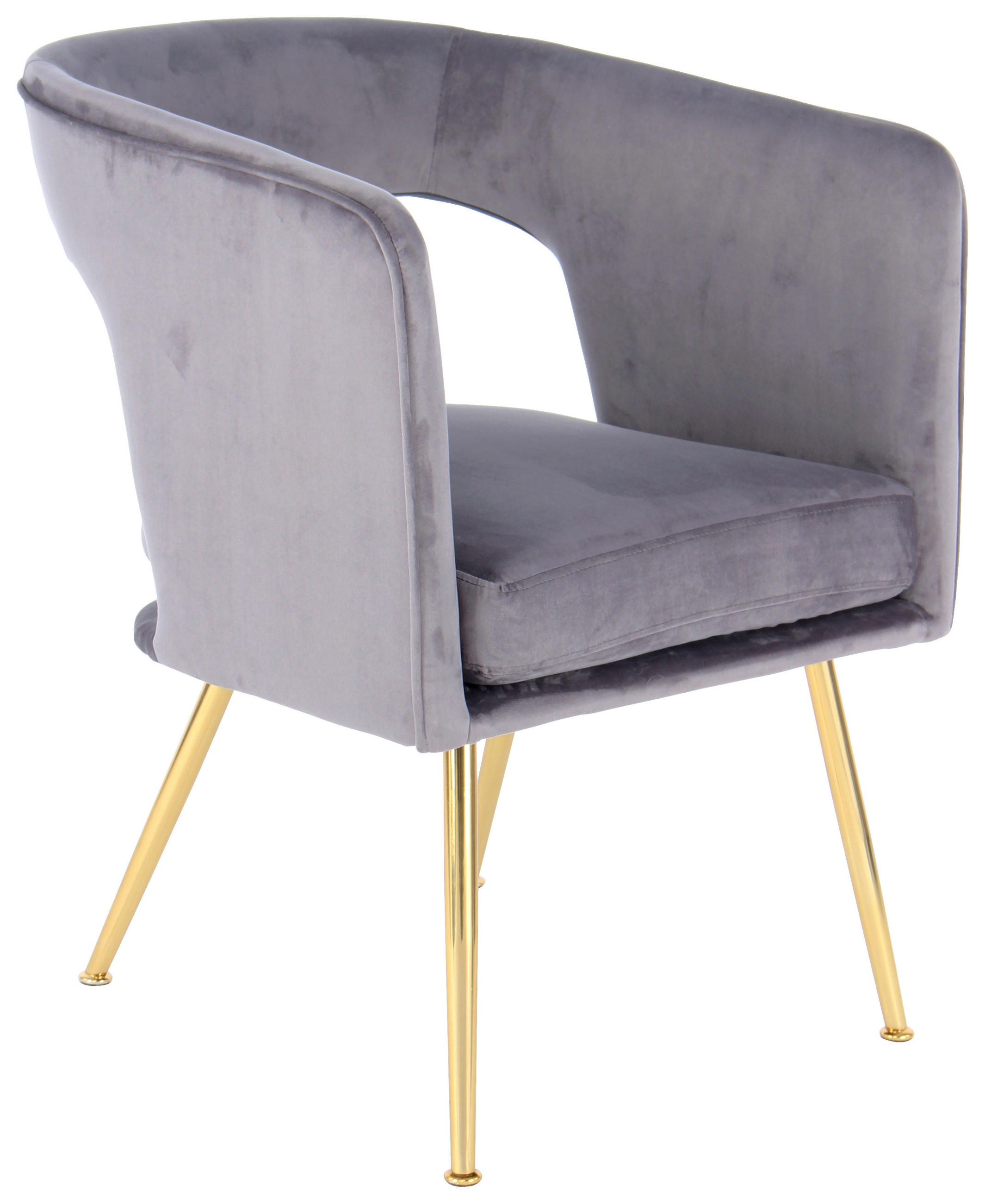 ARMLEHNSTUHL  in Samt  - Goldfarben/Grau, MODERN, Textil/Metall (60/77/63cm) - Kayoom