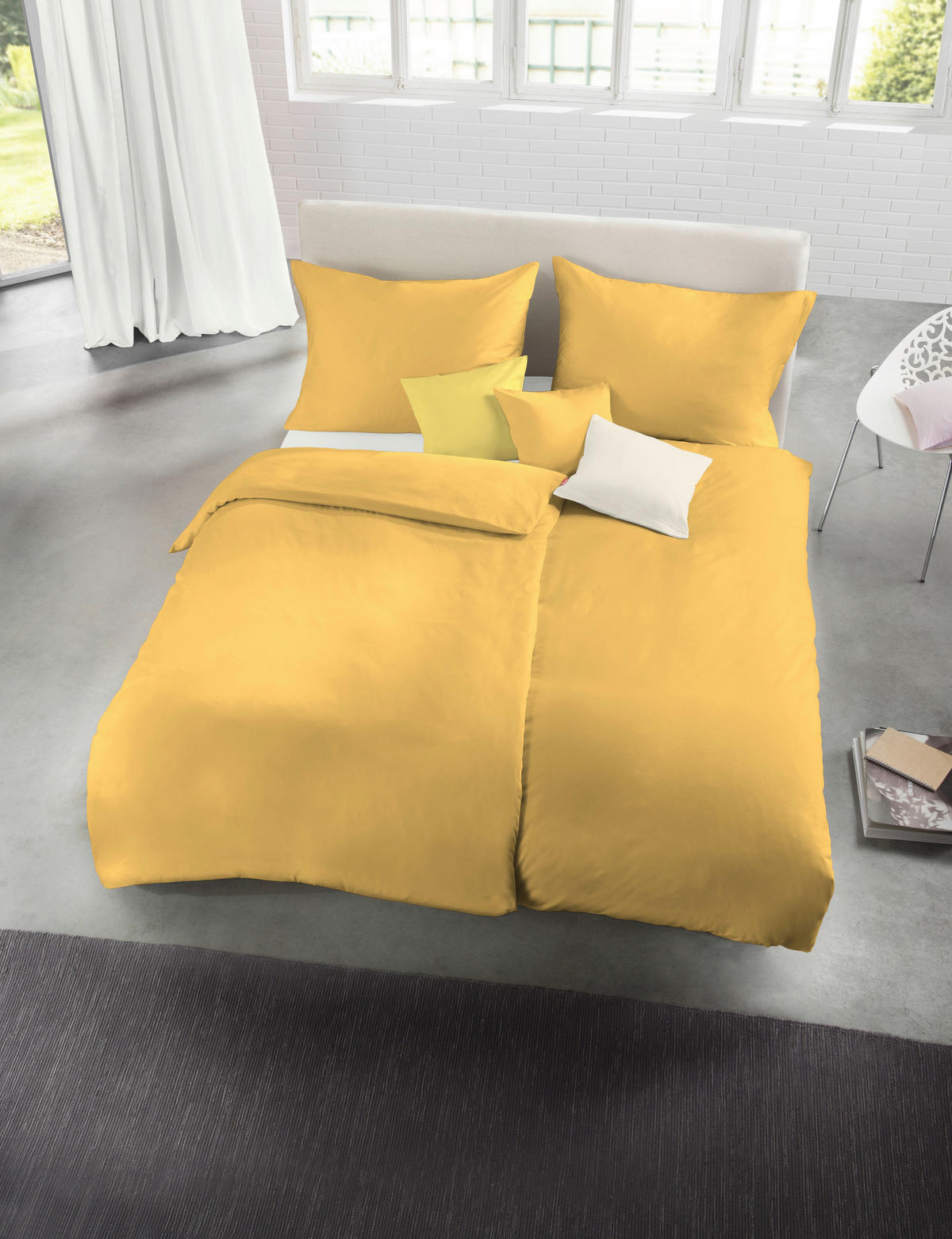 BETTWÄSCHE 2-teilig Makosatin 135/200 cm  - Gelb, Basics, Textil (135/200cm) - Fleuresse