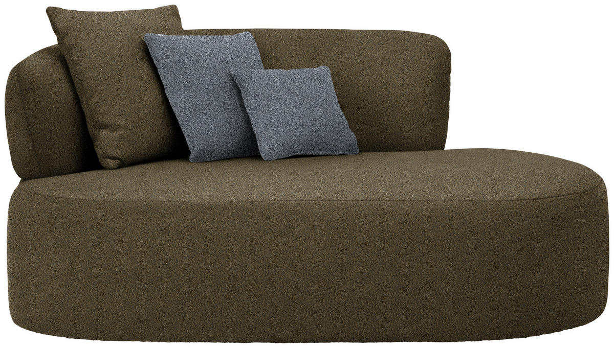 RÉCAMIERE in Bouclé Grau, Olivgrün  - Schwarz/Olivgrün, MODERN, Kunststoff/Textil (166/86/105cm) - Hom`in