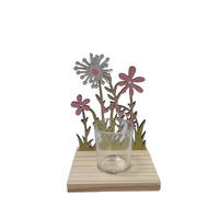 DEKOBLUME - Klar/Pink, LIFESTYLE, Glas/Holz (13,5/17/10cm)
