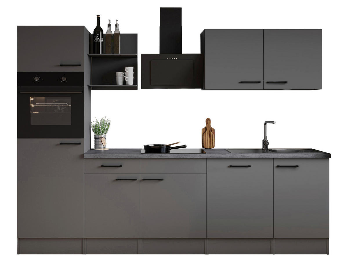 MODULKÖK 280 cm   i grå  - grå, Trend, metall/trämaterial (280cm) - Respekta