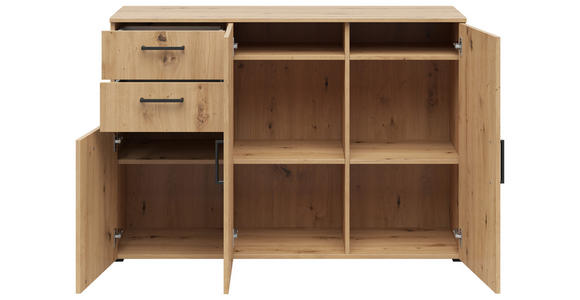 KOMMODE 120/83/40 cm in Eiche Artisan - Anthrazit/Schwarz, MODERN, Holzwerkstoff/Kunststoff (120/83/40cm) - Carryhome