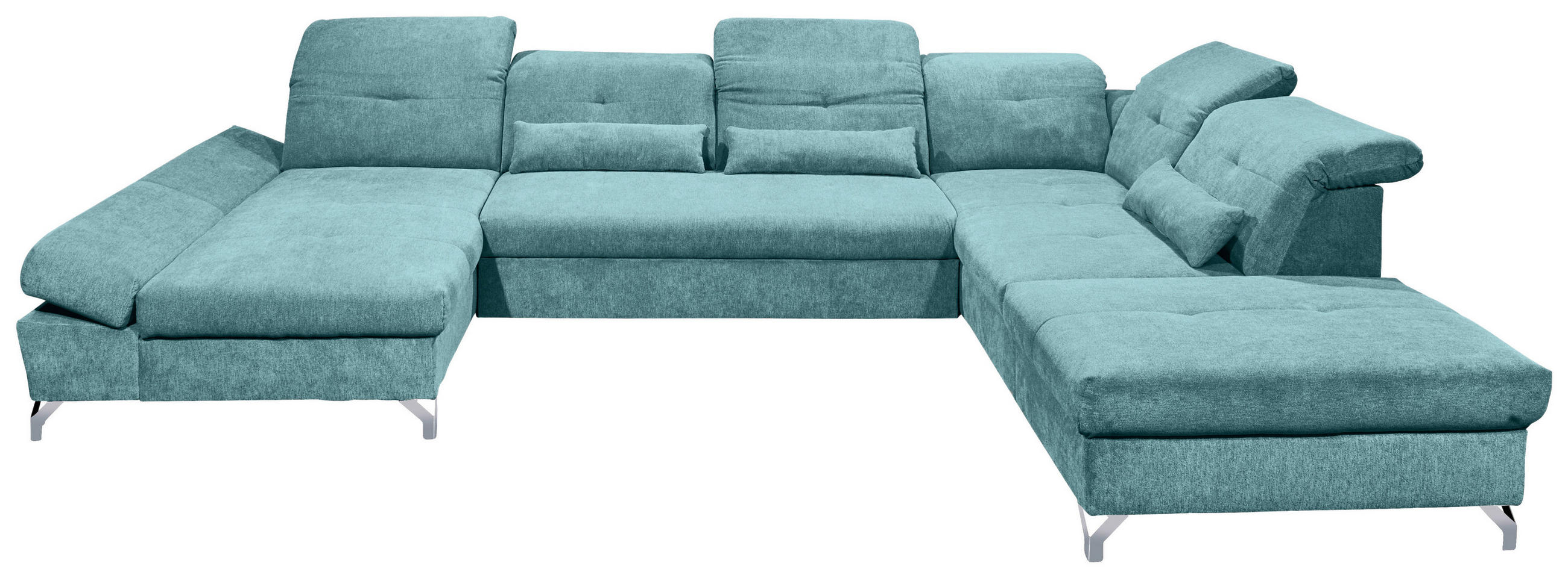 WOHNLANDSCHAFT Türkis Mikrovelours  - Türkis/Silberfarben, MODERN, Textil/Metall (168/350/245cm) - MID.YOU