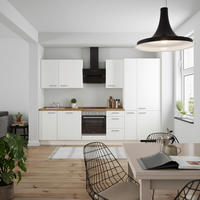 KÜCHENBLOCK Touch 300 cm  in Weiß, Eichefarben  - Edelstahlfarben/Eichefarben, MODERN, Holzwerkstoff/Metall (300cm) - Nobilia