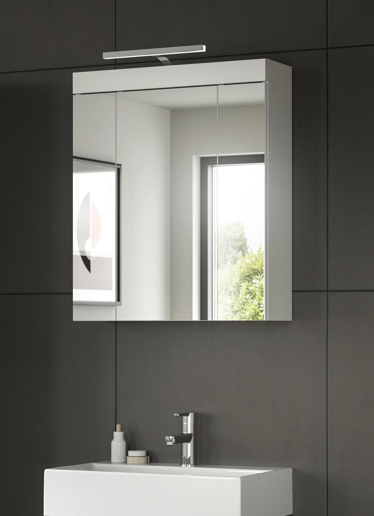 SPIEGELSCHRANK 60/70/18 cm  - Weiß, Trend, Glas/Holzwerkstoff (60/70/18cm) - MID.YOU