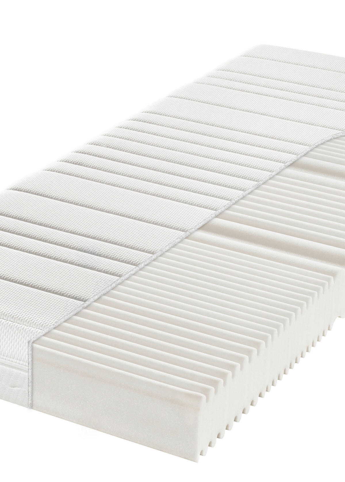 KALTSCHAUMMATRATZE 90/190 cm, Höhe ca.: 18 cm, H3 = fest, 7-Zonen - Weiß, Basics, Textil (90/190cm) - Sleeptex