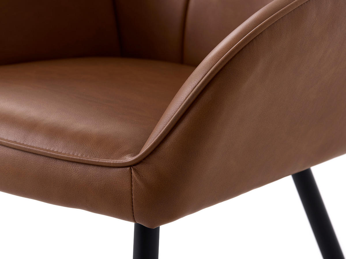 ARMLEHNSTUHL-SET 2 Stück  in Lederlook  - Cognac/Schwarz, MODERN, Textil/Metall (58/84/59,5cm) - Livetastic