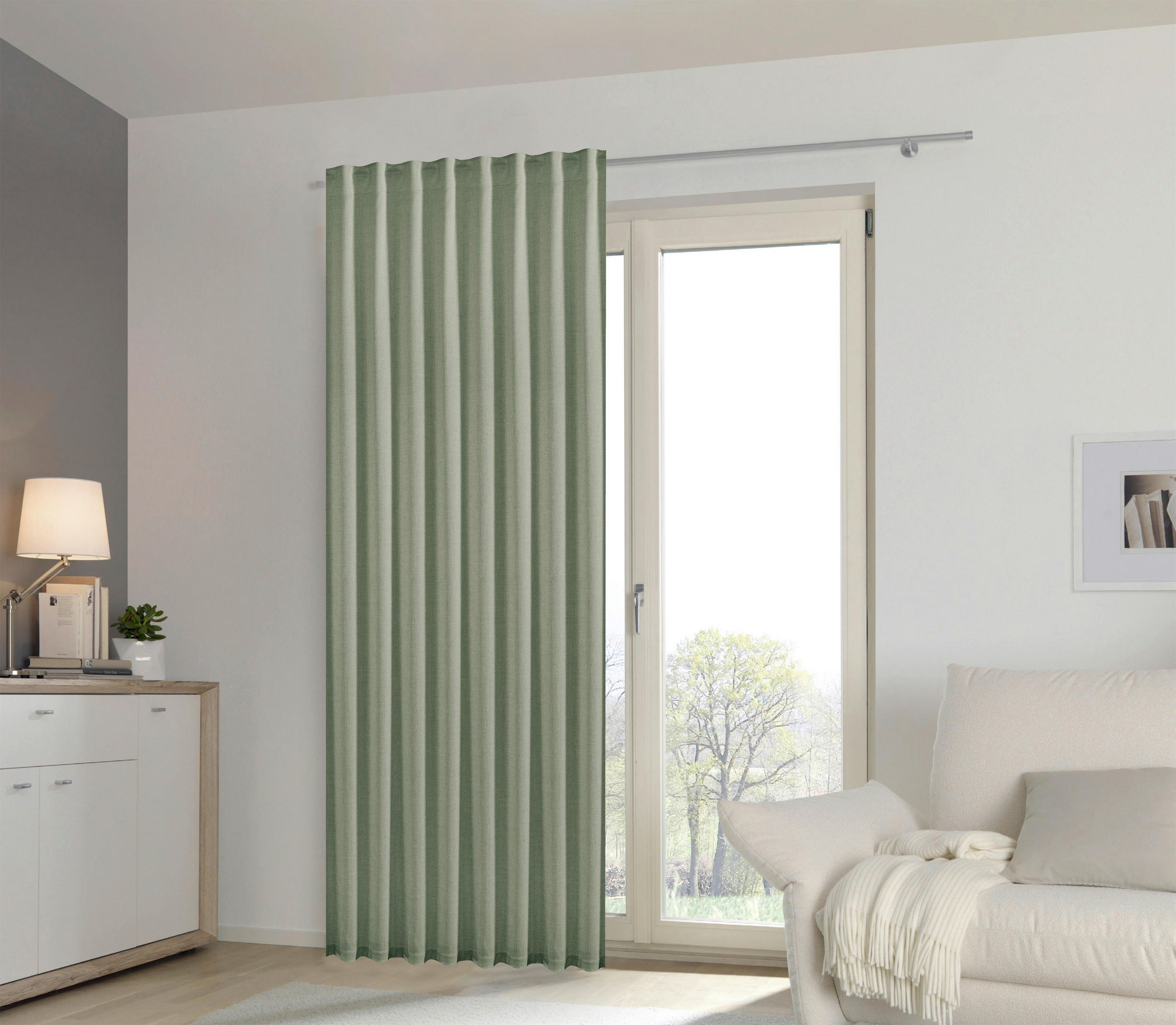 HOTOVÝ ZÁVES, nepriehľadné, 135/255 cm - zelená, Basics, textil (135/255cm) - Esposa