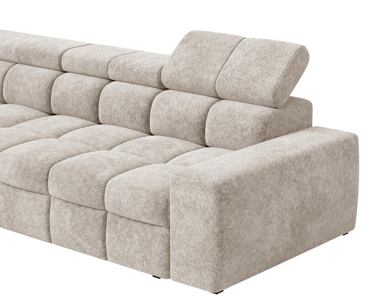 ECKSOFA  in Chenille Creme  - Creme/Schwarz, MODERN, Kunststoff/Textil (204/292cm) - Milino