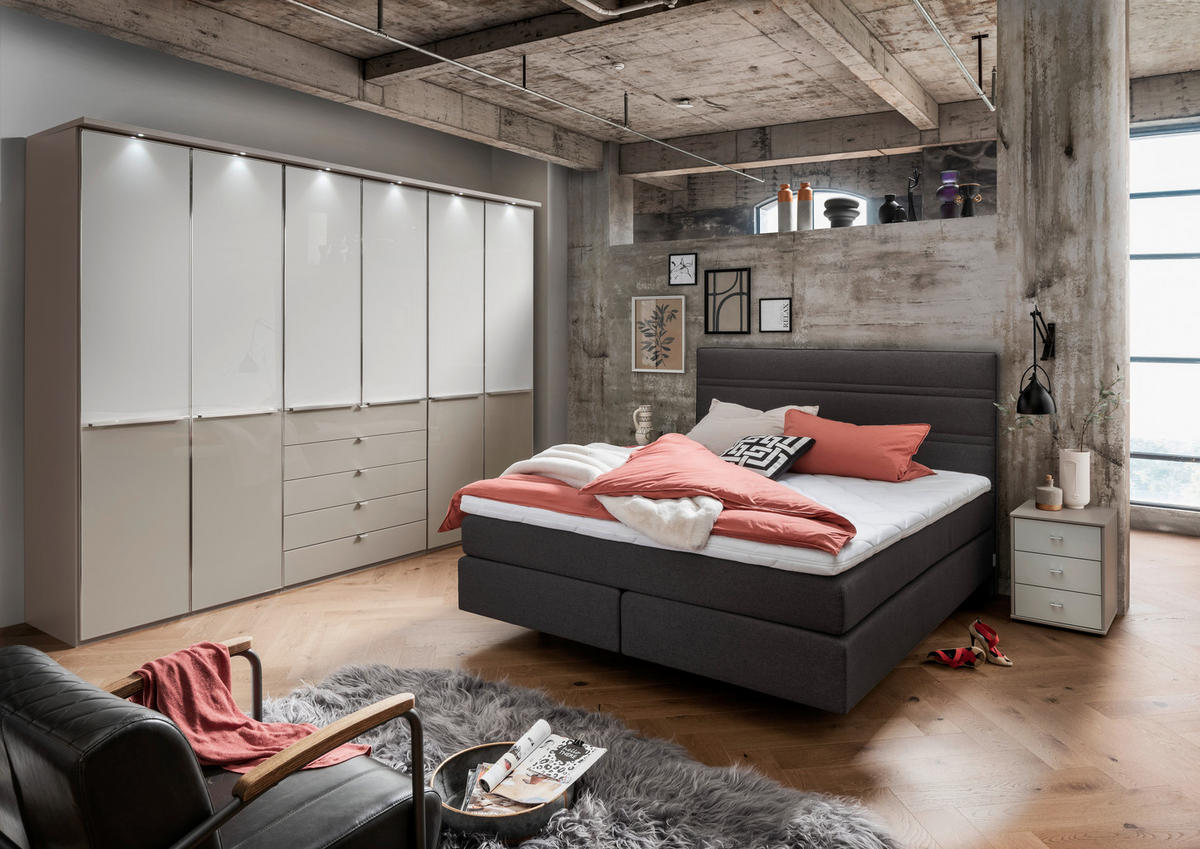 DREHTÜRENSCHRANK 300/236/58 cm 6-türig Grau, Weiß  - Chromfarben/Weiß, KONVENTIONELL, Glas/Holzwerkstoff (300/236/58cm) - Novel