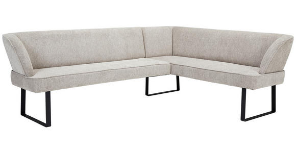 ECKBANK 243/189 cm Webstoff Schwarz, Cappuccino - Schwarz/Cappuccino, Design, Textil/Metall (243/189cm) - Novel