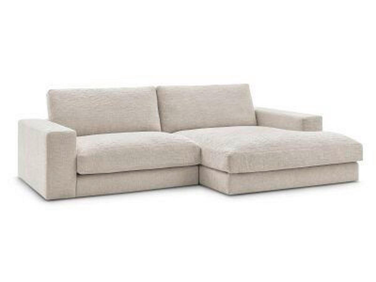 ECKSOFA Ottomane rechts  LEONARD Beige Struktur  - Beige/Schwarz, MODERN, Kunststoff/Textil (234/159cm)