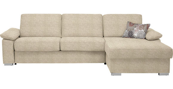 ECKSOFA in Flachgewebe Hellbraun - Chromfarben/Hellbraun, KONVENTIONELL, Textil/Metall (285/176cm) - Novel